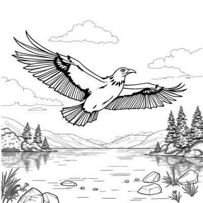 Sách tô màu: Buckbeak bay trên hồ