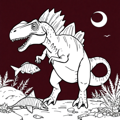 Kỹ thuật tô màu: Khủng long – Spinosaurus săn cá