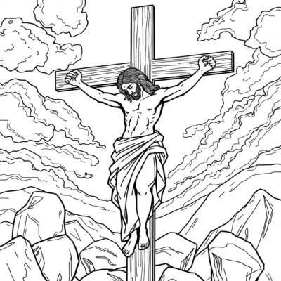 Sách tô màu: Chúa Giêsu – Chúa Giêsu trên thập giá ở Golgotha