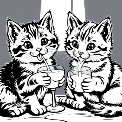 Sách tô màu: Mèo – Mèo cùng nhau uống sữa