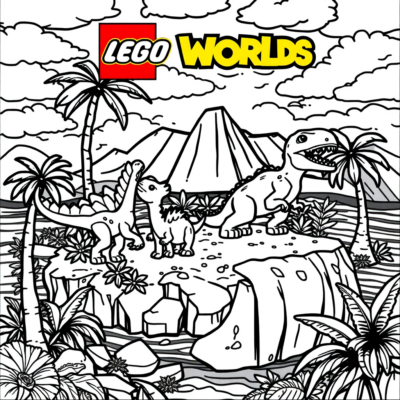 Sách tô màu: Lego Worlds – Khủng long trên hòn đảo đầy màu sắc