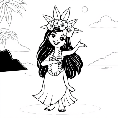 Sách tô màu: Lilo nhảy hula