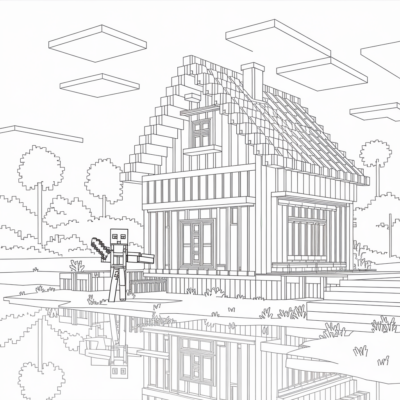 Minecraft – Nhà gỗ bên hồ