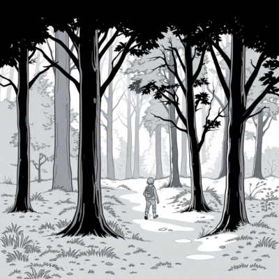 Sách tô màu: Nghỉ ngơi – Đi bộ trong rừng tĩnh lặng