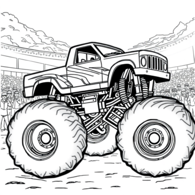 Sách tô màu: Xe tải khổng lồ – Monster truck trên bữa biểu diễn