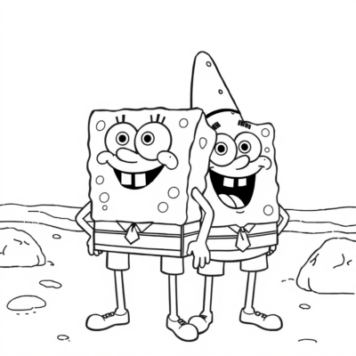 Sách tô màu: SpongeBob – Patrick và SpongeBob trên bãi biển