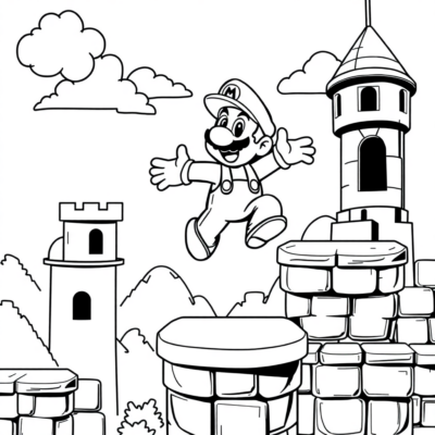 Sách tô màu: Super Mario – Nhảy lên các nền tảng trong lâu đài
