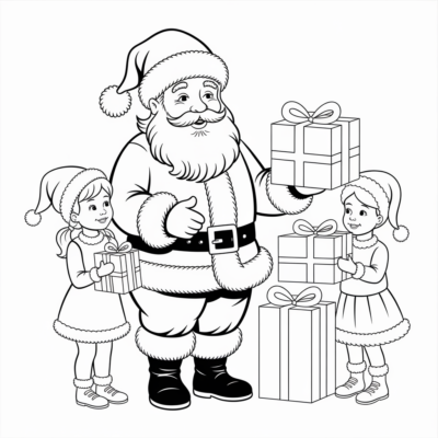 Sách tô màu: Giáng sinh – Ông già Noel tặng quà cho trẻ em