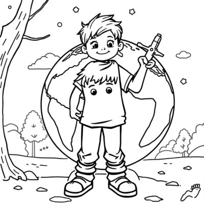 Sách tô màu: quả địa cầu tô màu cho trẻ em