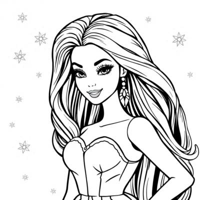 Tranh tô màu Barbie in ấn