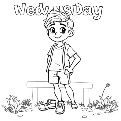 Sách tô màu: sách tô màu Wednesday
