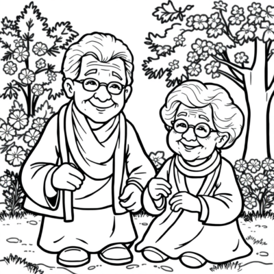 Sách tô màu: sách tô màu cho trẻ em về ông bà