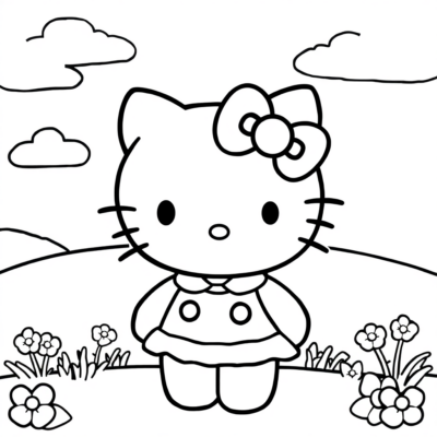 Sách tô màu: sách tô màu cho trẻ em in hình Hello Kitty