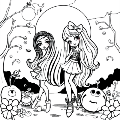Sơn tranh: tranh tô màu cho trẻ em Monster High để in ra