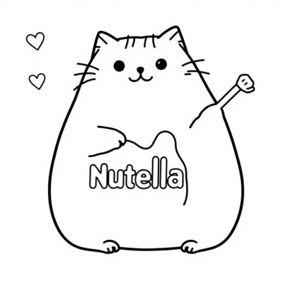 Tranh tô màu Pusheen Nutella