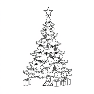 Tranh tô màu Giáng sinh Cây thông