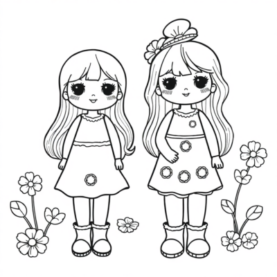 Bé tô màu búp bê dễ thương