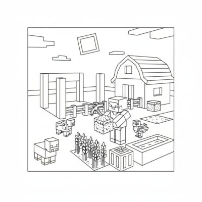 Sách tô màu: Minecraft – Xây dựng trang trại từ khối