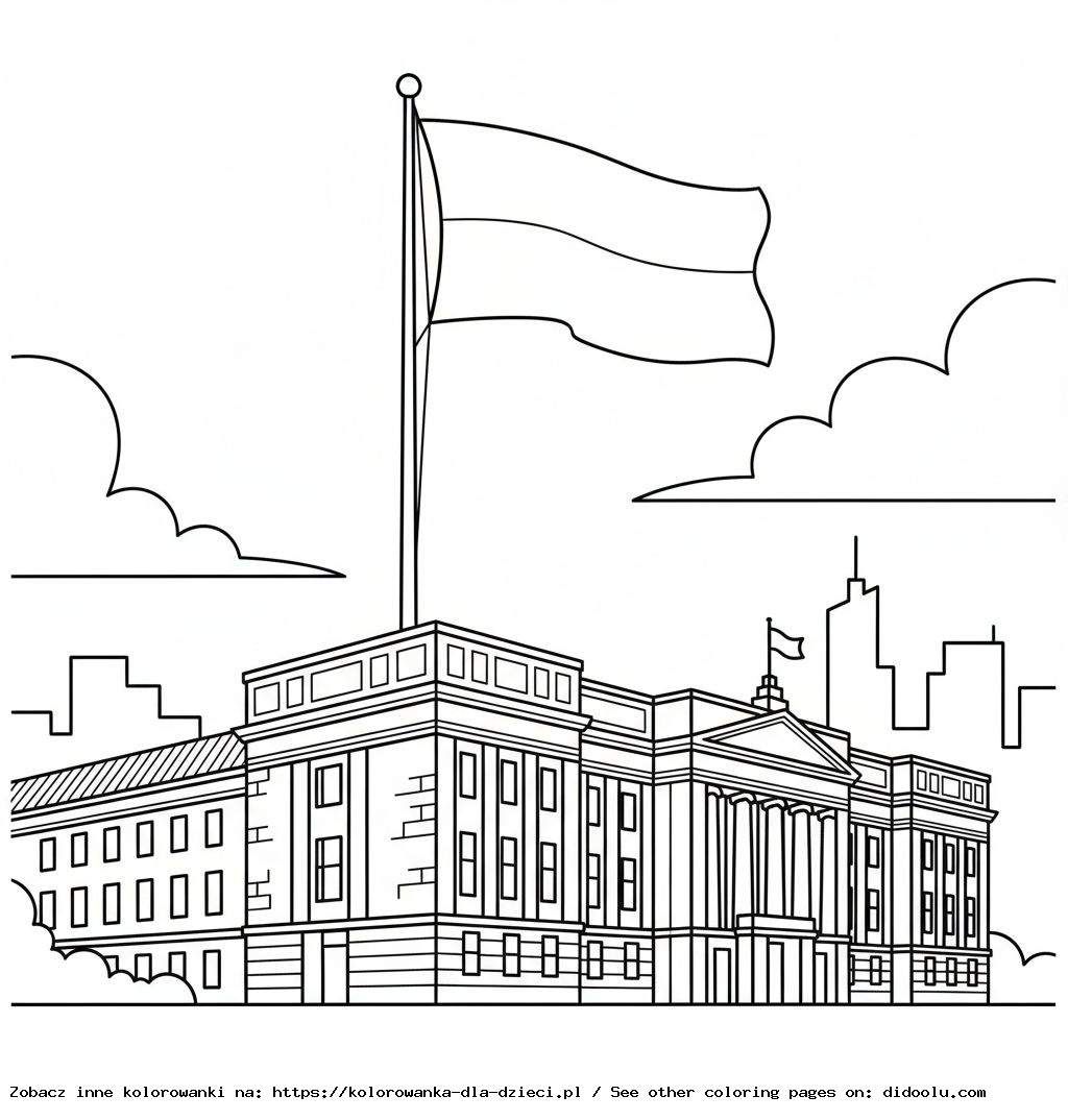 Sách tô màu: cờ Ba Lan dành cho trẻ em