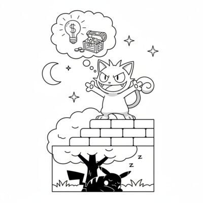 Sách tô màu: POKEMONS – Meowth đang lên kế hoạch nghịch ngợm