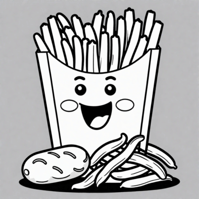 khoai tây chiên và bé khoai tây tô màu