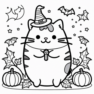 sách tô màu Pusheen Halloween