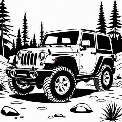 tranh tô màu jeep
