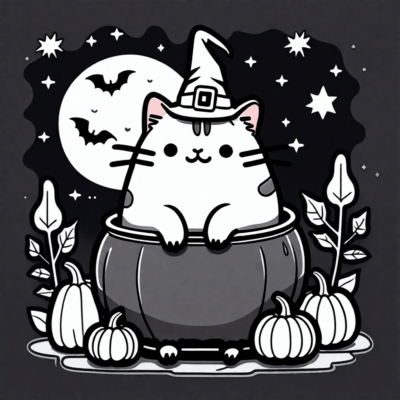 tranh tô màu Pusheen Halloween