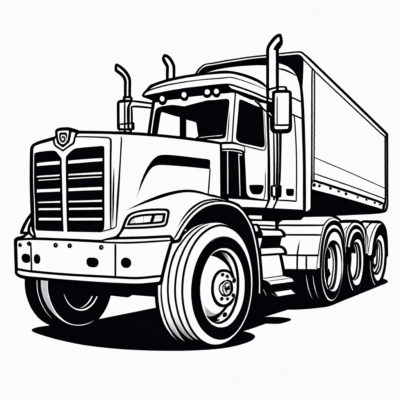 xe kéo với rơ moóc sách tô màu