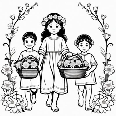 Lễ Mình Thánh – trẻ em mang giỏ hoa