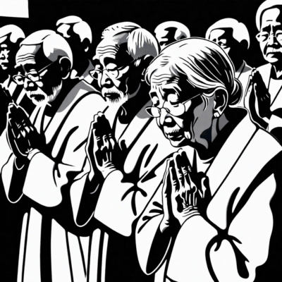 Những người lớn tuổi cầu nguyện trong lễ diễu hành