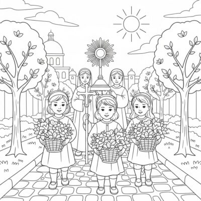 Lễ Mình Thánh – trẻ em mang giỏ hoa