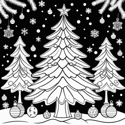 Sách tô màu cây thông Noel cho trẻ em