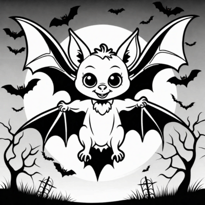 sách tô màu halloween dơi